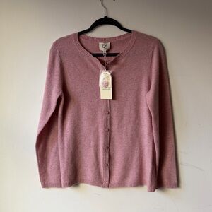 NWT QI Soft Pink 100% Cashmere Cardigan size M